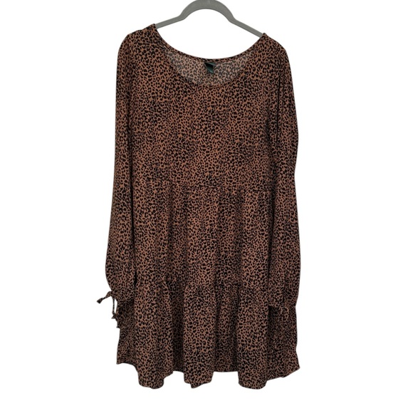 wild fable Dresses & Skirts - Wild Fable Leopard Print Long Sleeve Dress Medium
